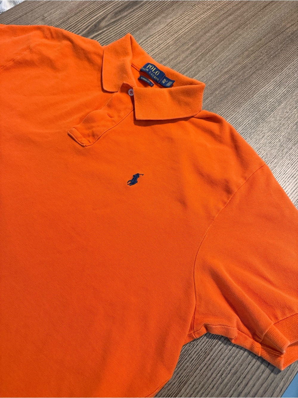 Ralph Lauren Menโs Orange Polo with Navy Pony Logo Xl